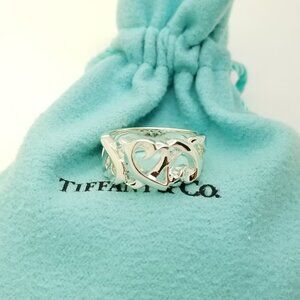Tiffany & Co. Paloma Picasso Sterling Silver 3 Heart Loving Ring Size 4.5